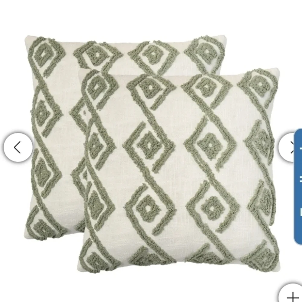 Mina Victory Cotton 20” x 20” Decor Pillow Cover , 2-pack